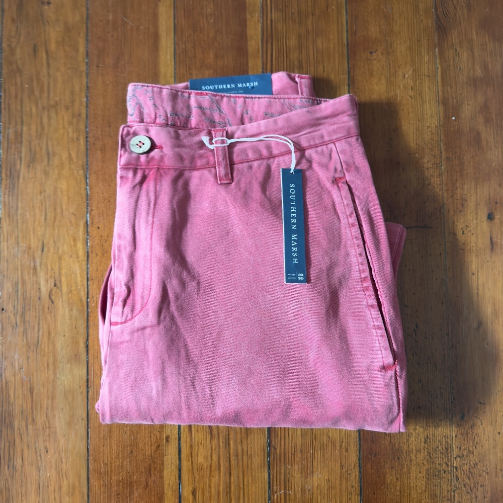 Southern Marsh SEAWASH Grayton Twill Pant - Washed Red 30x30